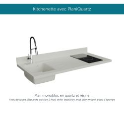 Kitchenette équipée K13L : 140 cm avec plan monobloc 