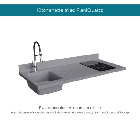 Kitchenette équipée K17L : 140 cm avec plan monobloc