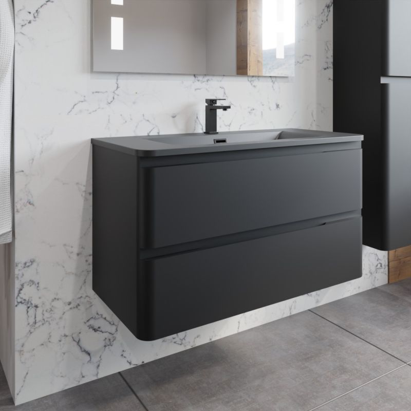 Ensemble PEARL 100 cm caisson avec plan vasque Ensemble PEARL 100 cm caisson avec plan vasque