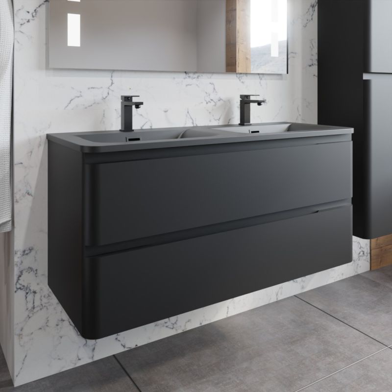 Ensemble PEARL 120 cm avec plan double vasque Ensemble PEARL 120 cm avec plan double vasque