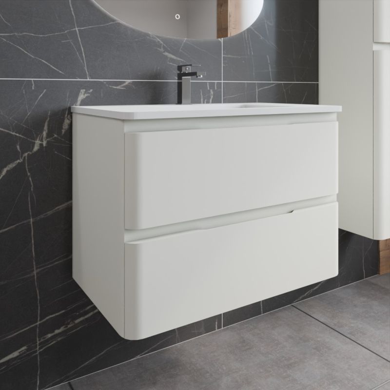 Ensemble IVORY 80 cm caisson avec plan vasque Ensemble IVORY 80 cm caisson avec plan vasque