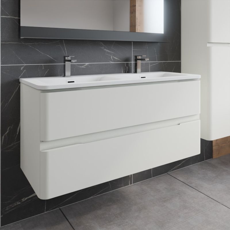 Ensemble IVORY 120 cm avec plan double vasque Ensemble IVORY 120 cm avec plan double vasque