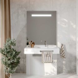 Ensemble PMR LEA 90 cm droite avec cache-tuyaux + miroir LED Elégance ht105
