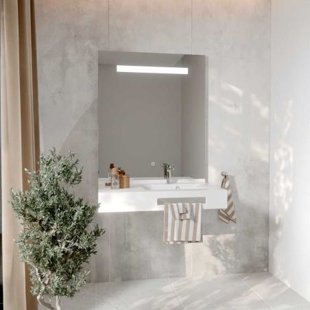 Ensemble PMR LEA 90 cm droite + miroir LED Elégance ht105