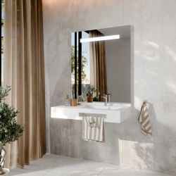 Ensemble PMR LEA 90 cm droite + miroir LED Elégance ht105