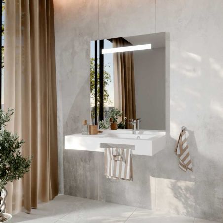 Ensemble PMR LEA 90 cm droite + miroir LED Elégance ht105