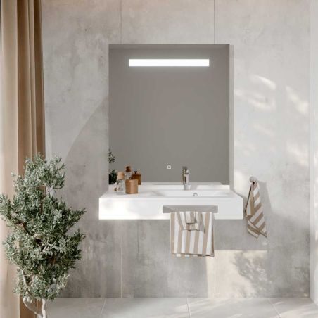 Ensemble PMR LEA 90 cm droite + miroir LED Elégance ht105