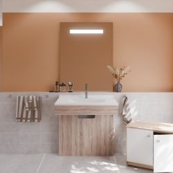 Ensemble PMR ALTEA 80 cm avec plan vasque et miroir led Elégance ht105