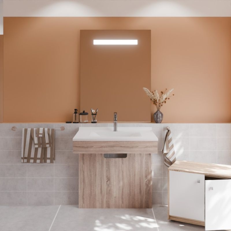 Ensemble PMR ALTEA 80 cm avec plan vasque et miroir led Elégance ht105 Ensemble PMR ALTEA 80 cm avec plan vasque et miroir led Elégance ht105
