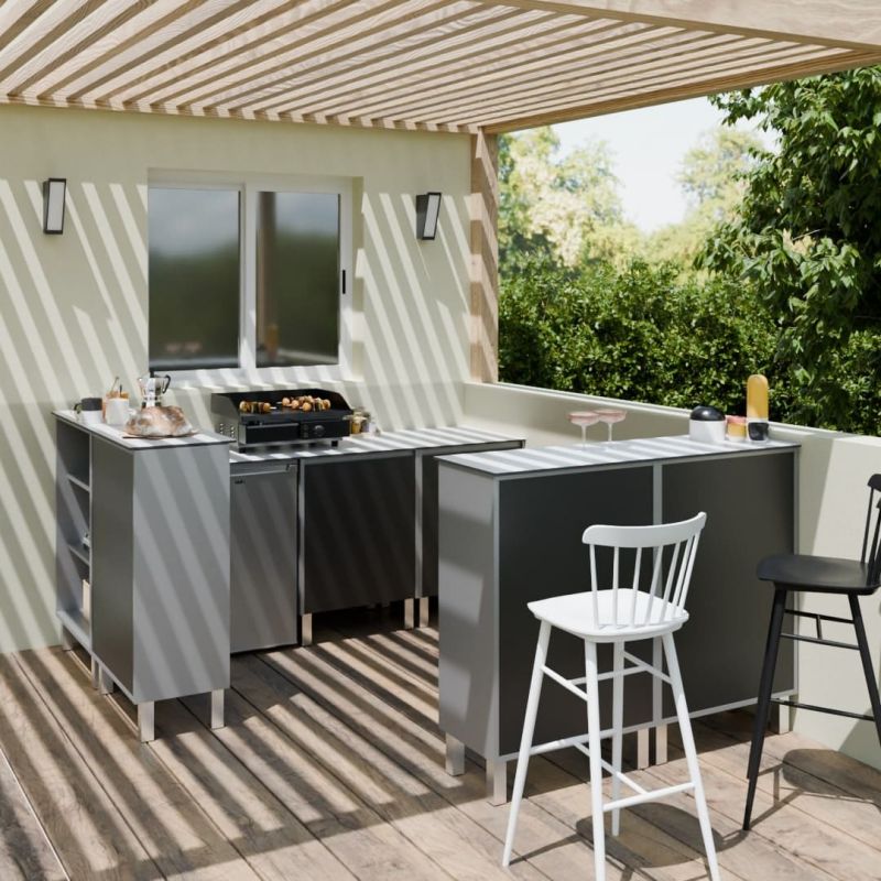 Cuisine d'été KX06 - Module 180 cm linéaire avec emplacement frigo + 2 Bars de 130 cm Cuisine d'été KX06 - Module 180 cm linéaire avec emplacement frigo + 2 Bars de 130 cm