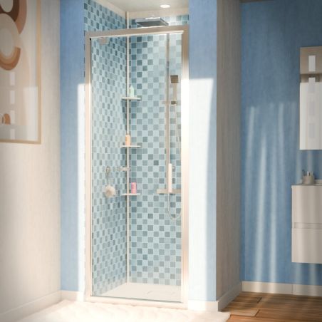 Porte de douche NERINA pivotante - Profilé chromé - Verre 6mm