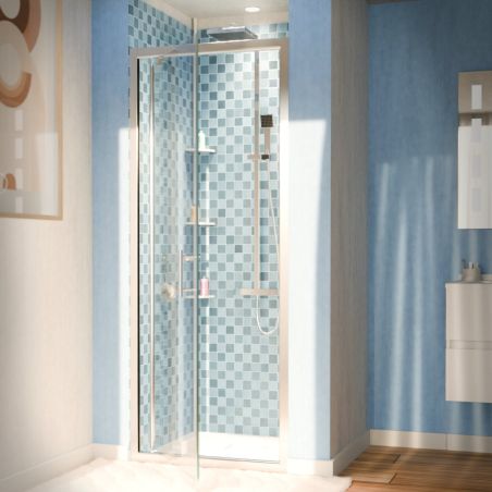 Porte de douche NERINA pivotante - Profilé chromé - Verre 6mm