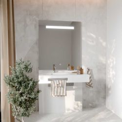 Ensemble PMR LEA 90 cm gauche avec cache-tuyaux + miroir LED Elégance ht105