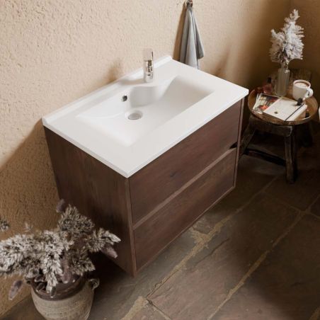 Ensemble ALIXIA 70 cm caisson avec plan vasque en résine
