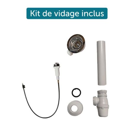PlaniQuartz 120 cm : plan de travail monobloc evier intégré - Kit de vidage