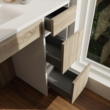 Ensemble ANDY PLUS 90 cm meuble PMR avec plan vasque déportée à gauche