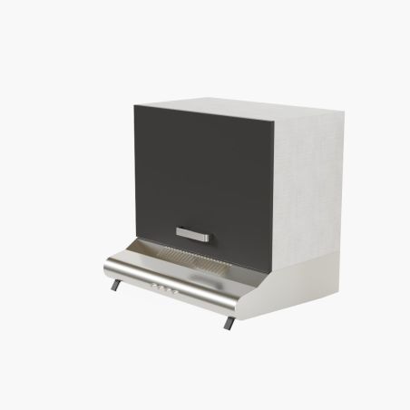 Meuble sur hotte - 60 cm - Porte coloris noir mat