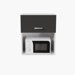 Meuble micro-ondes - 60 cm - Porte coloris noire