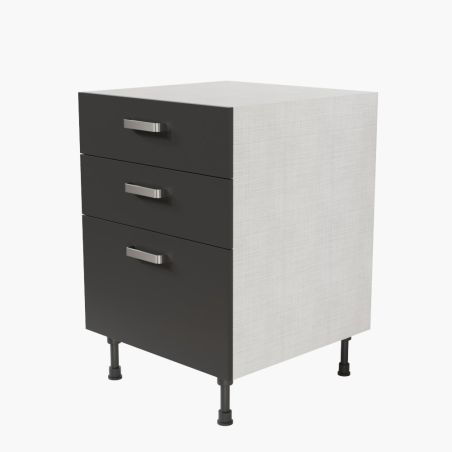 Meuble de cuisine bas - Casserolier - 60 cm - Noir