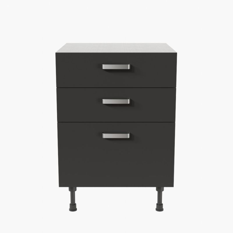 Meuble de cuisine bas - Casserolier - 60 cm - Noir