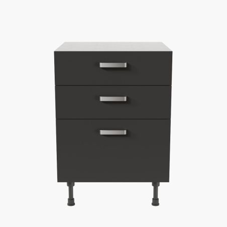 Meuble de cuisine bas - Casserolier - 60 cm - Noir