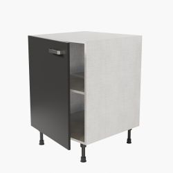 Meuble de cuisine bas 1 porte et 1 étagère - 60 cm - façades noires