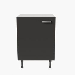 Meuble de cuisine bas 1 porte et 1 étagère - 60 cm - façades noires