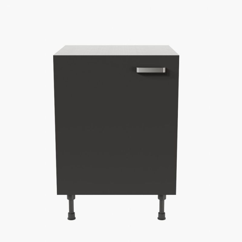 Meuble de cuisine bas 1 porte et 1 étagère - 60 cm - façades noires