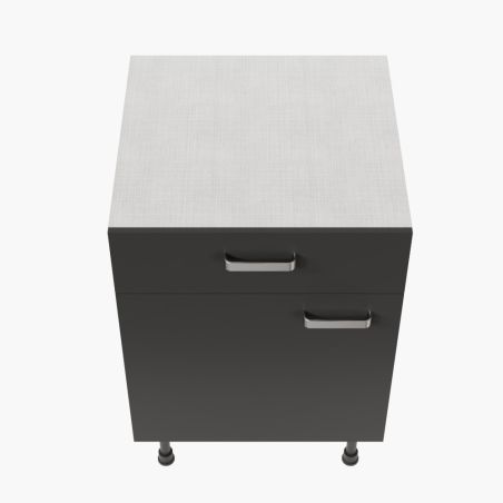Meuble de cuisine bas - 1 porte + 1 tiroir - 60 cm - Noir