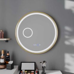 Miroir avec éclairage LED variable ORANA - Diamètre 80 cm - Contour doré - Lumière blanche
