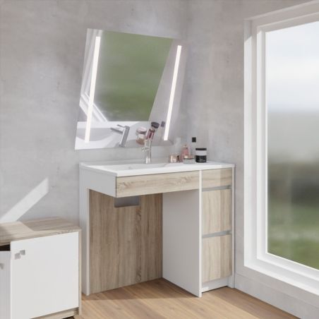 Ensemble PMR ANDY PLUS 90 cm vasque à gauche + miroir inclinable Motory