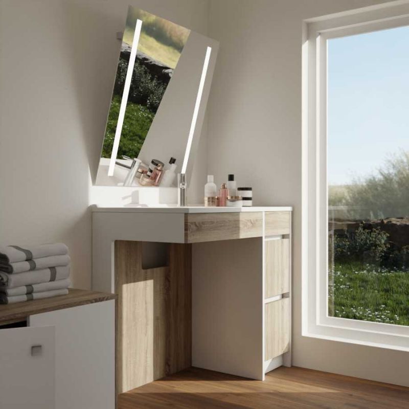 Ensemble PMR ANDY PLUS 90 cm vasque à gauche + miroir inclinable Rota Plus
