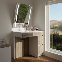 Ensemble PMR ANDY PLUS 90 cm vasque à gauche + miroir inclinable Rota Plus