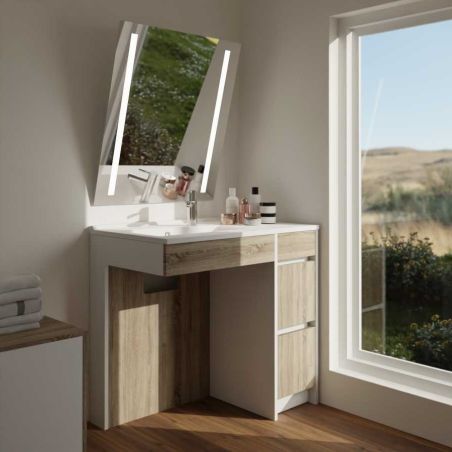 Ensemble PMR ANDY PLUS 90 cm vasque à gauche + miroir inclinable Rota Plus