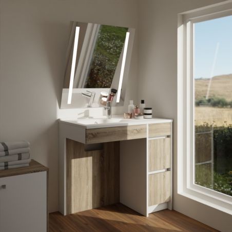 Ensemble PMR ANDY PLUS 90 cm vasque à gauche + miroir inclinable Rota Plus
