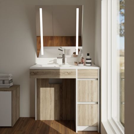 Ensemble PMR ANDY PLUS 90 cm vasque à gauche + miroir inclinable Rota Plus