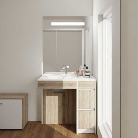 Ensemble PMR ANDY PLUS 90 cm vasque à gauche  + miroir Elegance