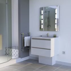 Meuble ARLEQUIN 70x55 cm avec plan vasque et miroir PRESTIGE - Coloris au choix