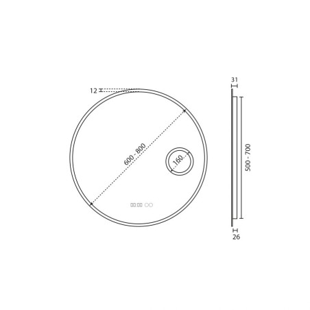 Miroir avec éclairage LED RONDINARA - Diamètre 60 cm 