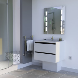 Meuble ARLEQUIN 70x55 cm avec plan vasque et miroir PRESTIGE - Coloris au choix