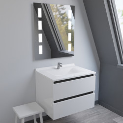 Meuble ARLEQUIN 70x55 cm avec plan vasque et miroir PRESTIGE - Coloris au choix