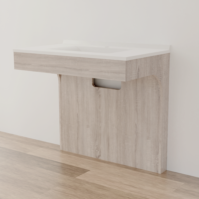Meuble salle de bain PMR simple vasque 90 cm ALTEA - couleur chêne Cambrian oak Meuble salle de bain PMR simple vasque 90 cm ALTEA - couleur chêne Cambrian oak