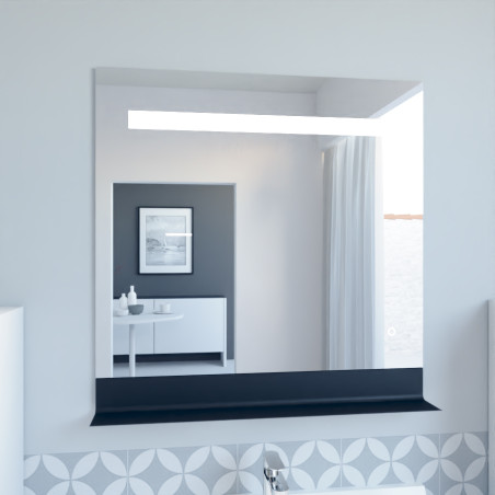 Miroir avec éclairage LED et tablette ETAL - 80 cm x 80 cm