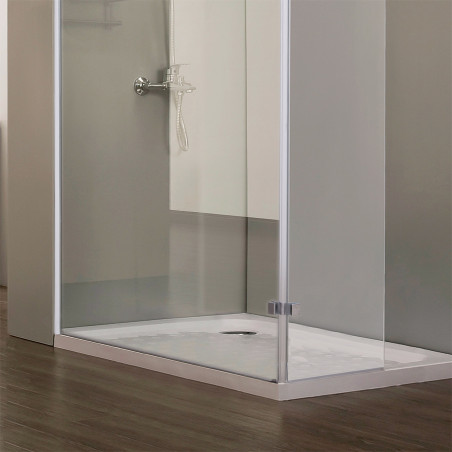 Paroi de douche fixe NEPTA verre 8 mm avec retour - 120+40 x 185cm