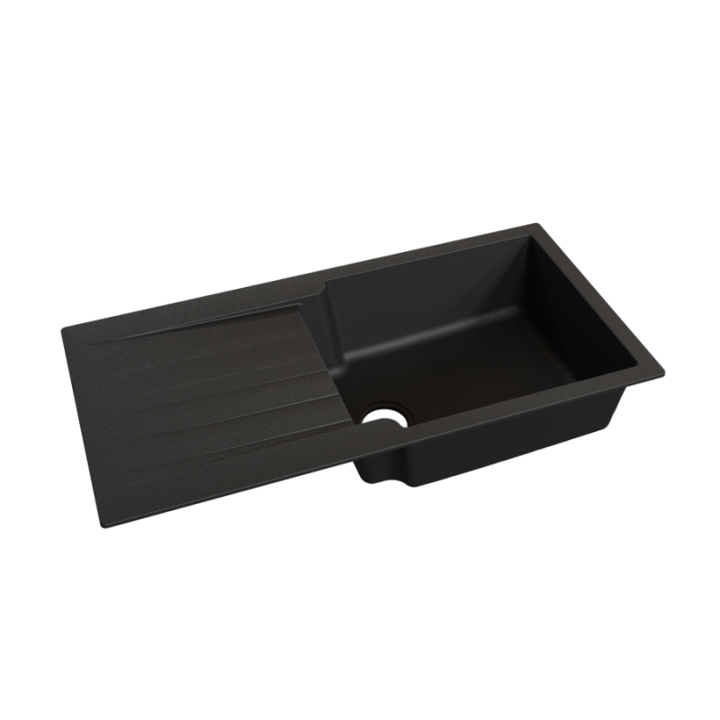 Évier RESIROC avec 1 bac + égouttoir 100cm - Noir Évier RESIROC avec 1 bac + égouttoir 100cm - Noir
