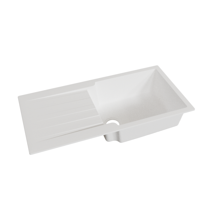 Évier RESIROC avec 1 bac + égouttoir 100cm - Blanc Évier RESIROC avec 1 bac + égouttoir 100cm - Blanc