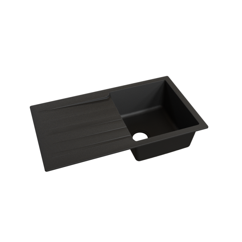 Évier RESIROC avec 1 bac + égouttoir 86cm - Noir Évier RESIROC avec 1 bac + égouttoir 86cm - Noir
