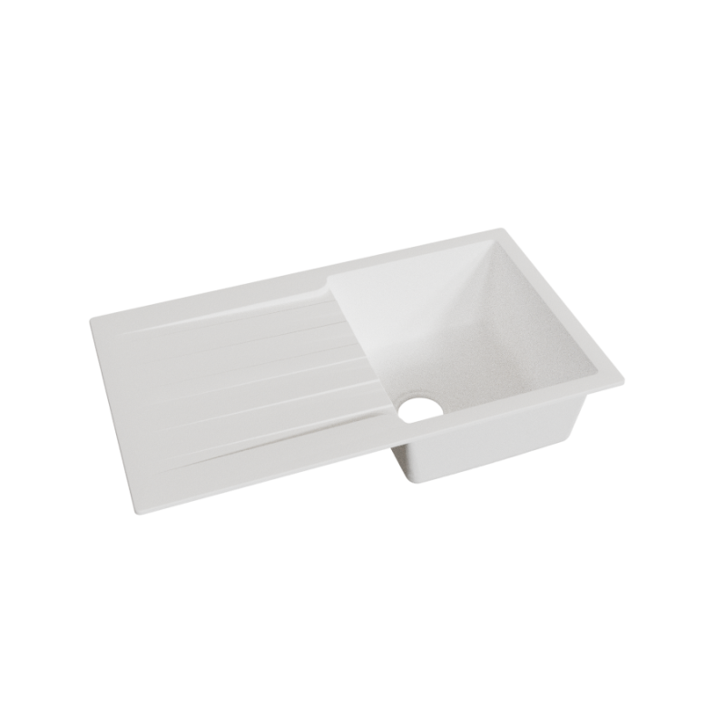 Évier RESIROC avec 1 bac + égouttoir 86cm - Blanc Évier RESIROC avec 1 bac + égouttoir 86cm - Blanc