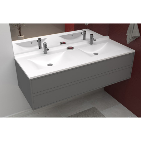 Plan double vasque en résine de synthèse RÉSIPLAN - 140 cm