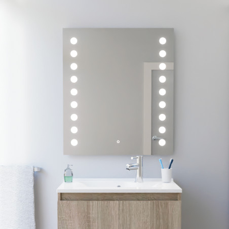 Miroir avec éclairage LED STARLED - 70 cm x 80 cm 